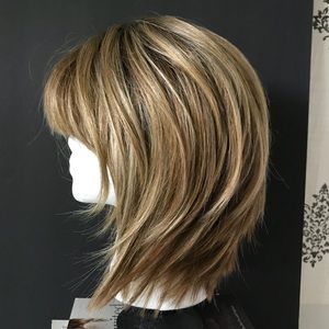 Synthetic wig brown/highlights